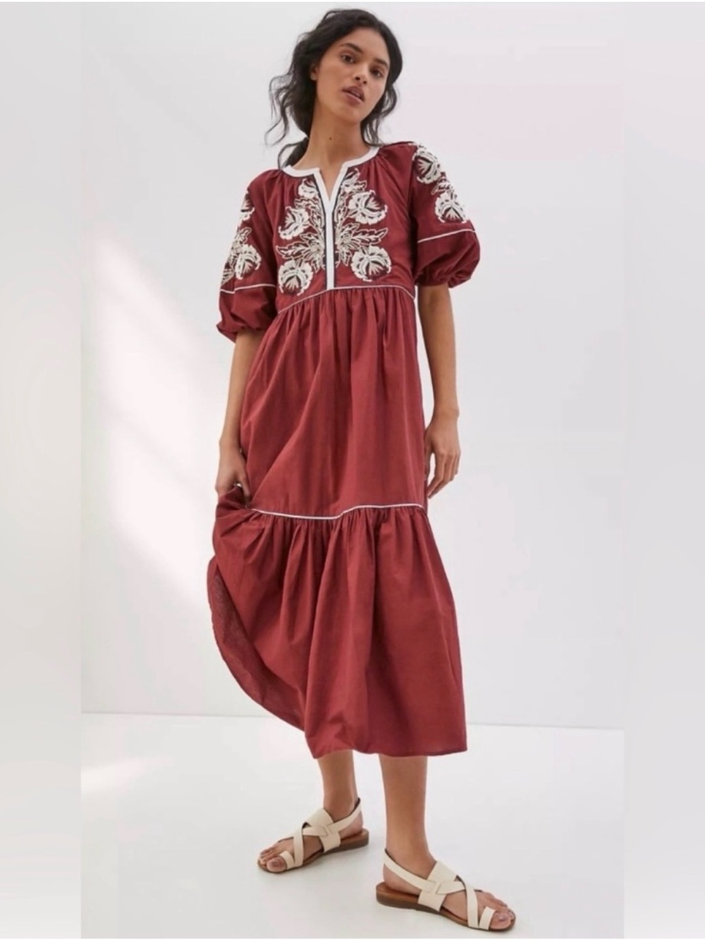 Anthropologie Gretel Embroidered Dress
